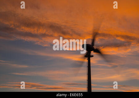 Wind Turbine at Sundown Stock Photo