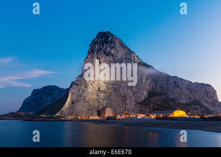 The rock of Gibraltar seen from the bay-side Stock Photo