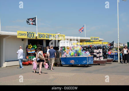 People looking at seafront shops. Littlehampton in West Sussex. England Stock Photo