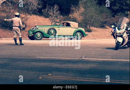 Hispano-Suiza automobile on the Pebble Beach motor car tour. 2014 Stock Photo