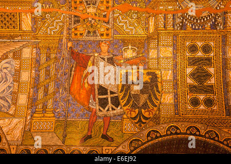 Mosaic at the ceiling inside the memorial hall of the Kaiser Wilhelm Memorial Church in Berlin, Germany, Europe Stock Photo