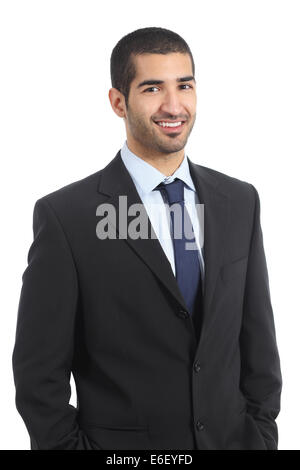 Handsome arab businessman posing confident wearing suit isolated on a white background Stock Photo