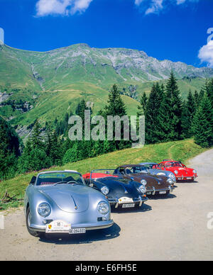 Porsche classic cars rally Morzine Savoy French Alps France Europe Stock Photo