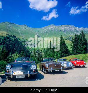 Porsche classic cars rally Morzine Savoy French Alps France Stock Photo