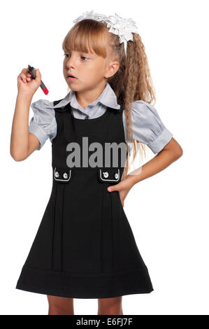 Little girl with marker Stock Photo
