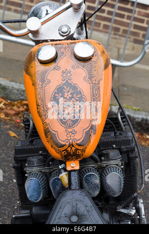 Motorcycles parked up for a show in England Stock Photo