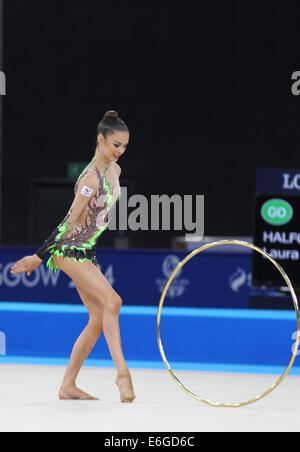 a silhouette of a rhythmic gymnastics girl in a bodysuit in a