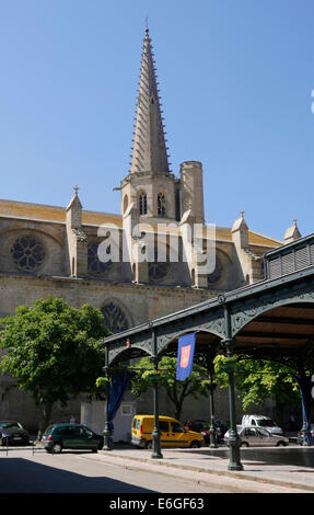 Mirepoix Cathedral, formally the Cathédrale Saint-Maurice, in the town of Mirepoix, Ariege, France Stock Photo