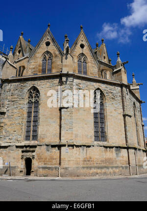 Mirepoix Cathedral, formally the Cathédrale Saint-Maurice, in the town of Mirepoix, Ariege, France Stock Photo