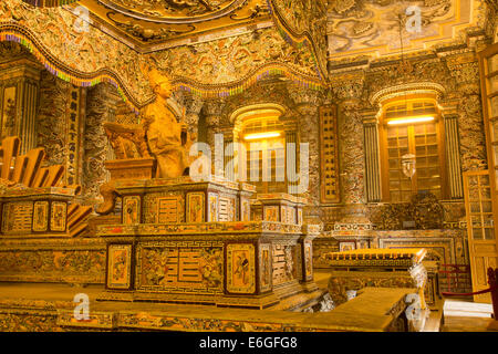 Khai Thanh Dinh's gilded tomb in Hue Vietnam Stock Photo