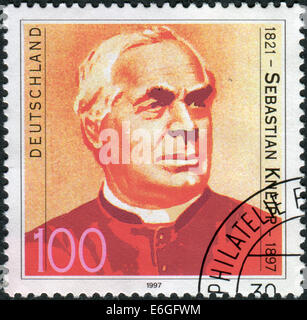 GERMANY - CIRCA 1997: Postage stamp printed in Germany, shows Fr. Sebastian Kneipp, Hydrotherapist, circa 1997 Stock Photo