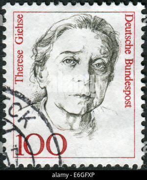 GERMANY - CIRCA 1988: Postage stamp printed in Germany, shows portrait of Therese Giehse, actress, circa 1988 Stock Photo
