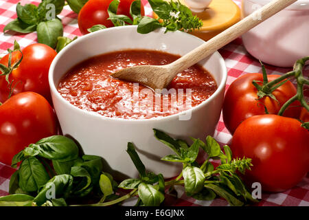 Homemade tomato puree Stock Photo