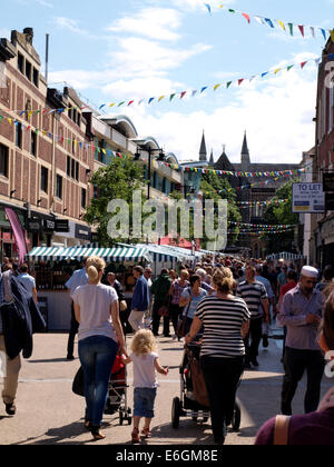 Worcester City Centre on Market day, UK Stock Photo