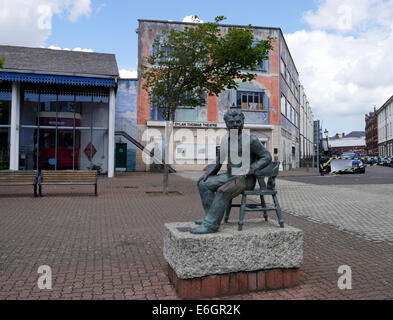 Statue of Dylan Thomas outside the Dylan Thomas Centre Swansea Wales Stock Photo