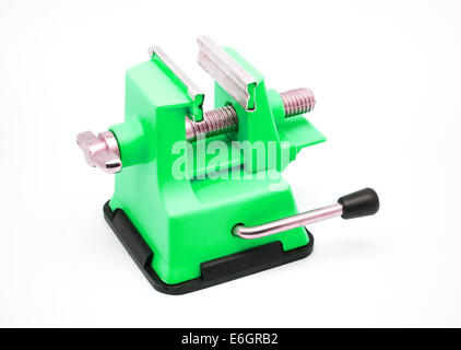 Green Plastic Bench Vise with Suction Cup. Stock Photo
