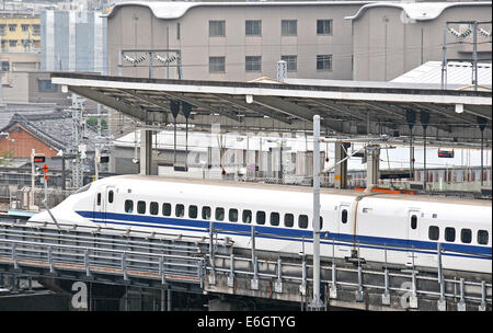 Shinkansen train in Kyoto railway station