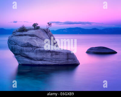 Bonsai Rock at sunrise. Lake Tahoe, Nevada Stock Photo