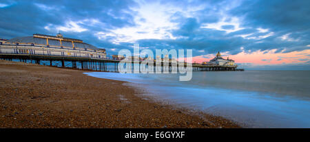 Eastbourne Pier and beach at sunset, East Sussex, England, UK Stock Photo