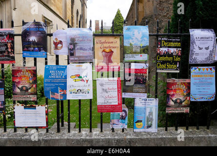 Posters showing Cambridge University events, July 2014, Boltoph Lane, Cambridge England Stock Photo