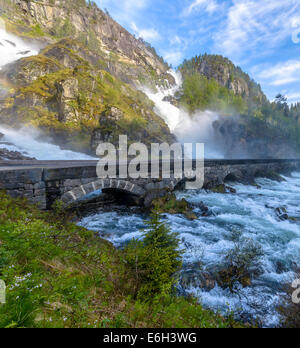 Latefossen (Latefoss) - one of the biggest waterfalls in Norway, Scandinavia, Europe Stock Photo