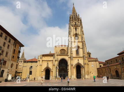 OVIEDO, SPAIN - JULY 17, 2014: Cathedral of San Salvador in Oviedo, capital of Asturias, Spain. Stock Photo