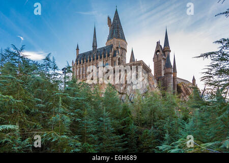Hogwarts Castle in The Wizarding World of Harry Potter at Universal Studios Islands of Adventure in Orlando, Florida Stock Photo