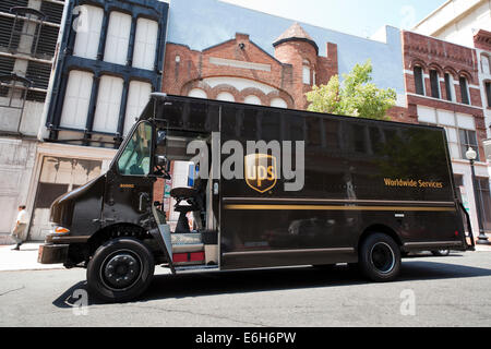UPS delivery truck parked on street - Washington, DC USA Stock Photo