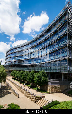 The Alcoa Corporate Center sits on Pittsburgh, PA's North Shore along the banks of the Allegheny River. Stock Photo