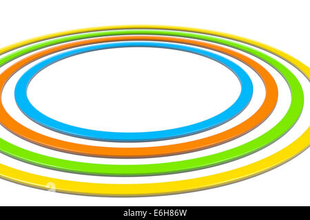 Colorful Rings on White Background 3D Illustration Stock Photo