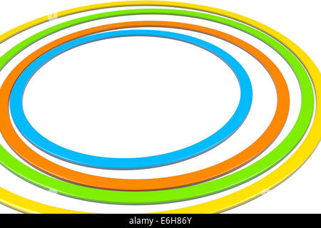 Colorful Rings on White Background 3D Illustration Stock Photo