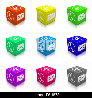 Contact Us Colorful Cubes Collection on White Background Stock Photo