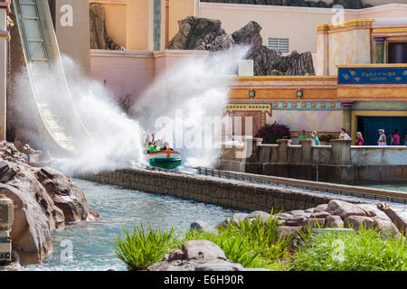 Guests make a splash riding Journey to Atlantis water ride at Sea World ...