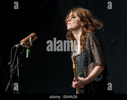 Leeds, UK. 23rd Aug, 2014. Laura-Mary Carter of Blood Red Shoes performs on stage at Leeds Festival at Bramham Park on August 23, 2014 in Leeds, United Kingdom. Credit:  Sam Kovak/Alamy Live News Stock Photo