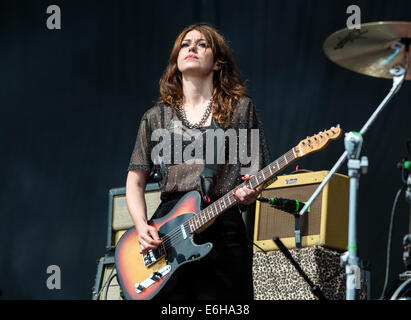 Leeds, UK. 23rd Aug, 2014. Laura-Mary Carter of Blood Red Shoes performs on stage at Leeds Festival at Bramham Park on August 23, 2014 in Leeds, United Kingdom. Credit:  Sam Kovak/Alamy Live News Stock Photo