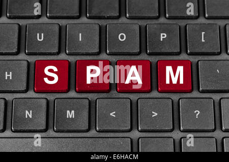 Spam red word on keyboard, technology concept Stock Photo