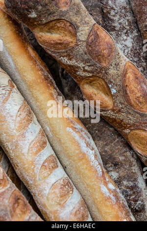 Batons of Artisan Bread on Display at Borough Market Stock Photo