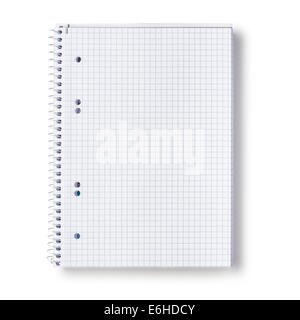 Paper spiral squared notebook isolated on white background.  Clipping path. Stock Photo