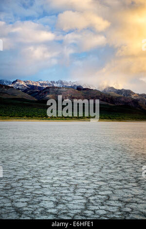Alvord Desert and Steens Mountain with storm clouds. Harney County, Oregon Stock Photo