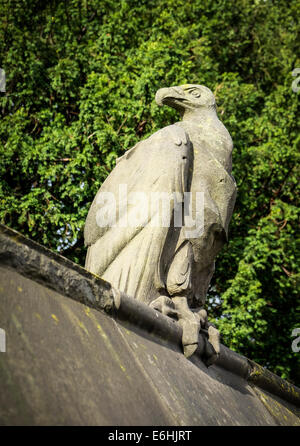 The sculpture of a Vulture on the Animal Wall at Cardiff Castle. Stock Photo