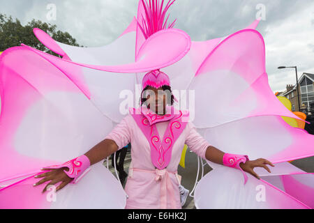 London, UK. 24 August 2014. Pictured: members of the Mahogany carnival group. Notting Hill Carnival 2014 gets underway with the parade on Children's Day. Photo: Nick Savage/Alamy Live News Stock Photo