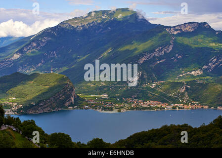 Lake Garda Lago di Garda, Riva di Garda and Torbole - Nago view from The village of Pregasina, Trentino Alto Adige, Italy, Stock Photo