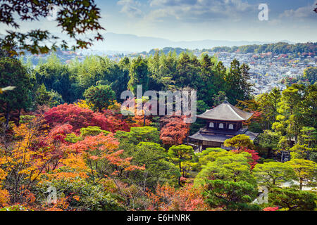 Kyoto, Japan fall foliage at Ginkaku-ji Temple of the Silver Pavilion. Stock Photo