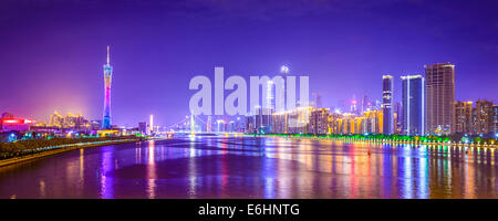 Guangzhou, China city skyline panorama over the Pearl River. Stock Photo