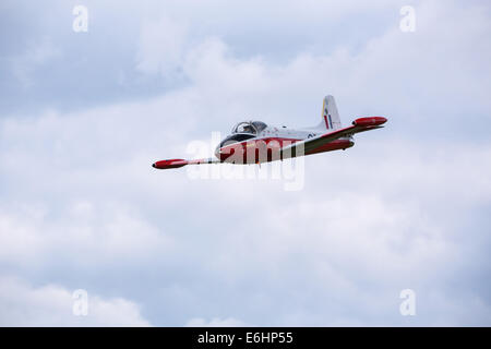 Dunsfold, UK. 23rd Aug, 2014. Preserved RAF Hunting Jet Provost Mk 5 trainer aircraft is seen here flying at Wings and Wheels on Saturday 23rd August Credit:  Niall Ferguson/Alamy Live News Stock Photo