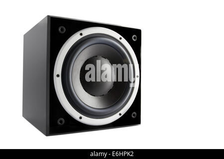 Black high gloss subwoofer isolated on white background Stock Photo