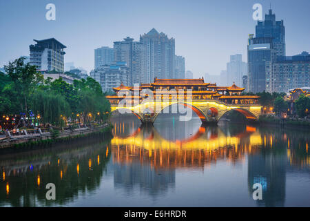 Chengdu, Sichuan, China at Anshun Bridge. Stock Photo