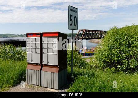 Outside post boxes in rural Quebec Stock Photo