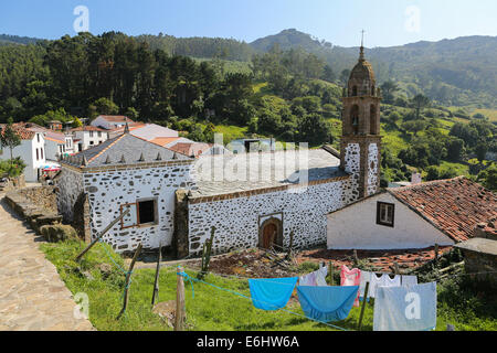 Church of San Andres de Teixido in Galicia, Spain, in the Rias Altas region. This church is a famous pilgrimage place on the mos Stock Photo