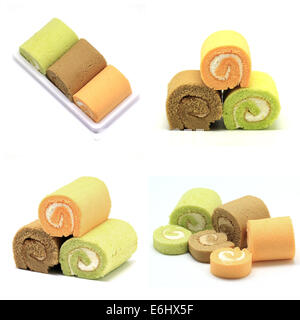 delicious cake roll isolated on white background Stock Photo